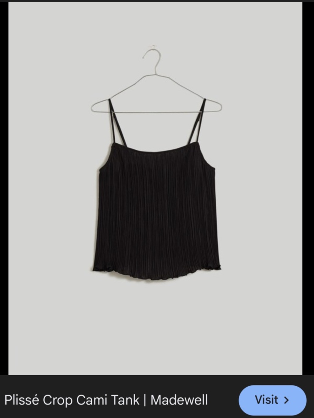 Madewell Black Plissé Spaghetti-Strap Cami